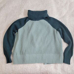 NWT Madewell Colorblock Eastbrook Turtleneck Cross-Back Sweater‎ Cotton-Merino M